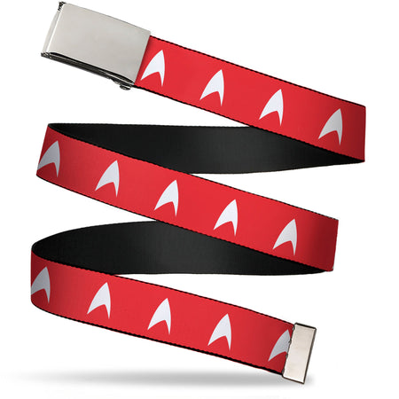 Star Trek Starfleet Insignia red and white web belt with chrome buckle