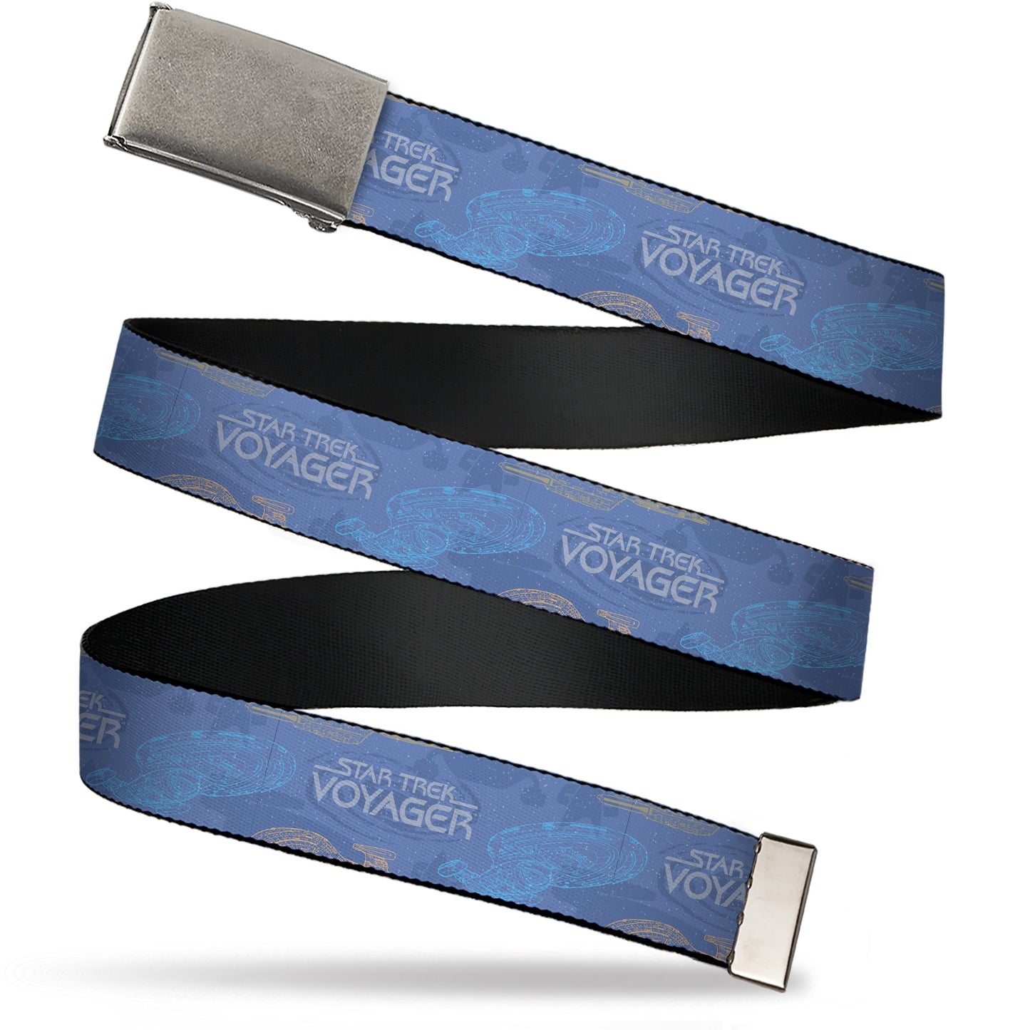 Star Trek Voyager Title Logo and Starfleet Web Belt with Matte Buckle