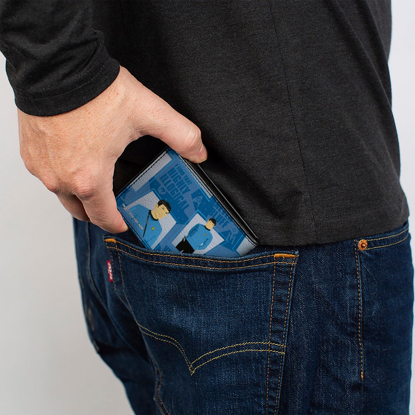 Back view of Spock Poses and Quotes Collage Bi-Fold Wallet