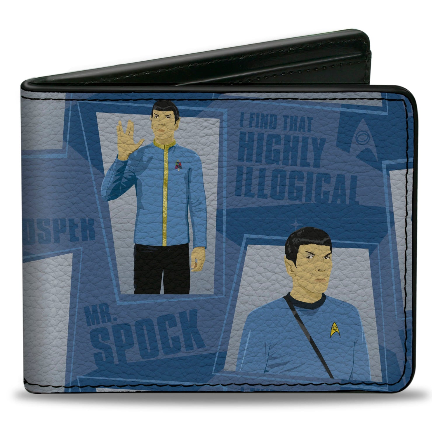 Star Trek Spock Poses and Quotes Collage Bi-Fold Wallet front view