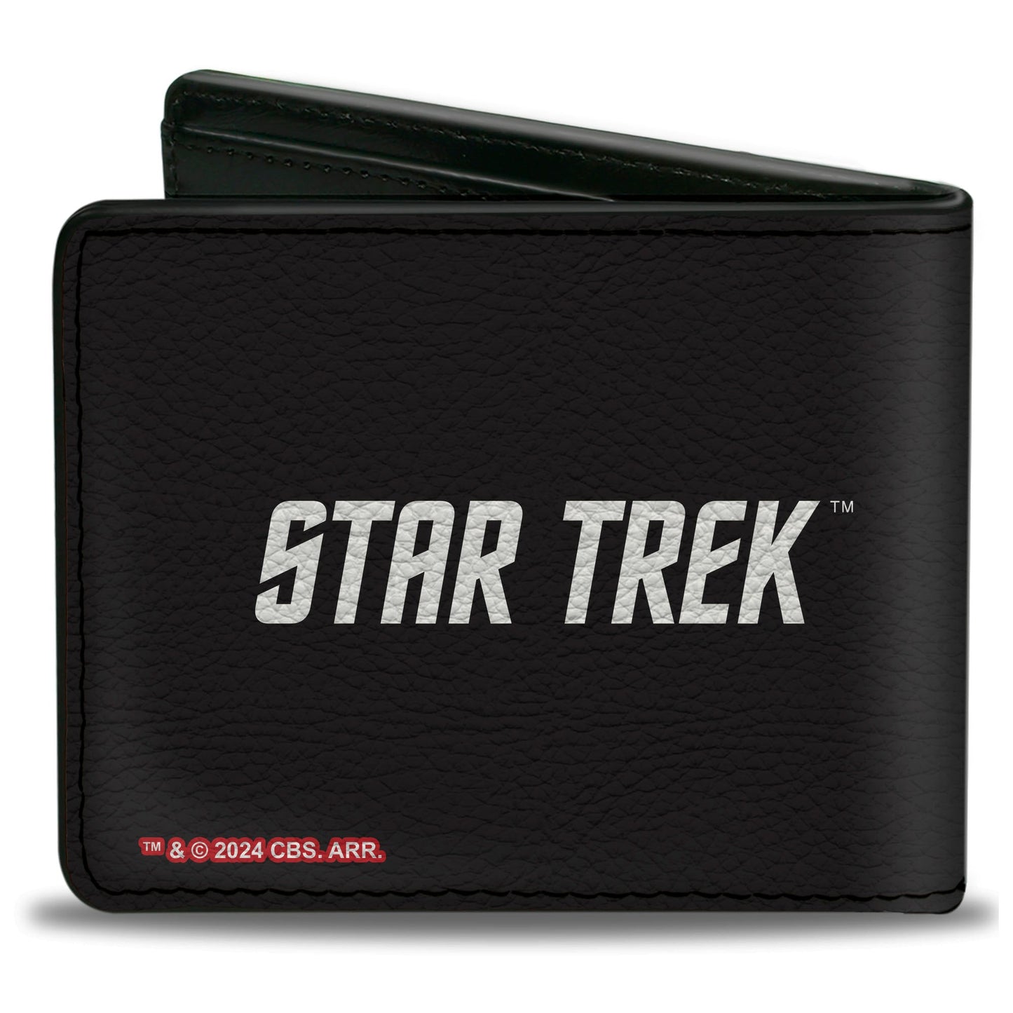 Close-up of the Starfleet badge icon and values design on the wallet front