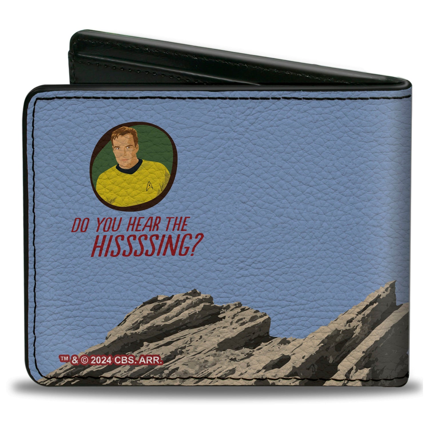 Star Trek Gorn vs Kirk Bi-Fold Wallet open showing card slots and ID window