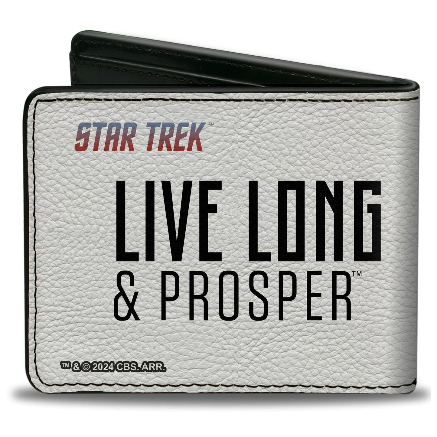 Multi-colored Vulcan salute hand sign on white wallet
