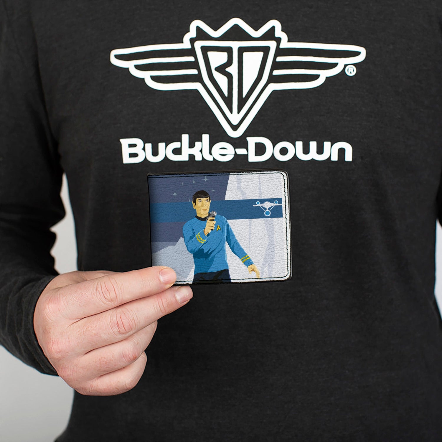 Back view of Star Trek Mr. Spock bi-fold wallet design