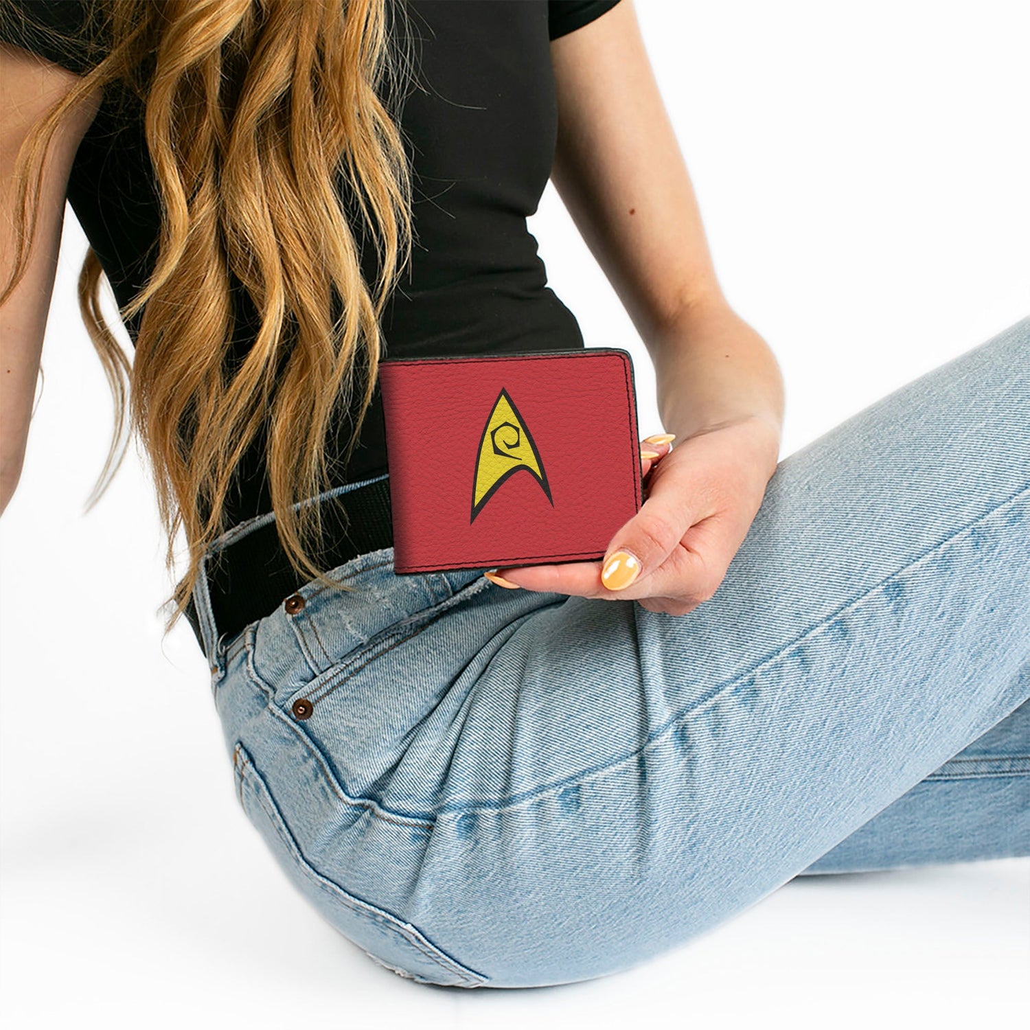 Detail of the reinforced stitching on the Starfleet Operations wallet
