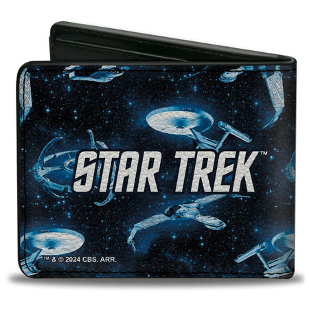Front view of Star Trek wallet showing Enterprise ship and title logo