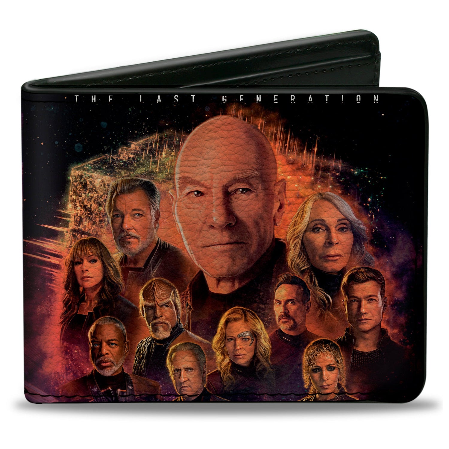 Front view of the Star Trek Picard bi-fold wallet showing the group pose graphic.
