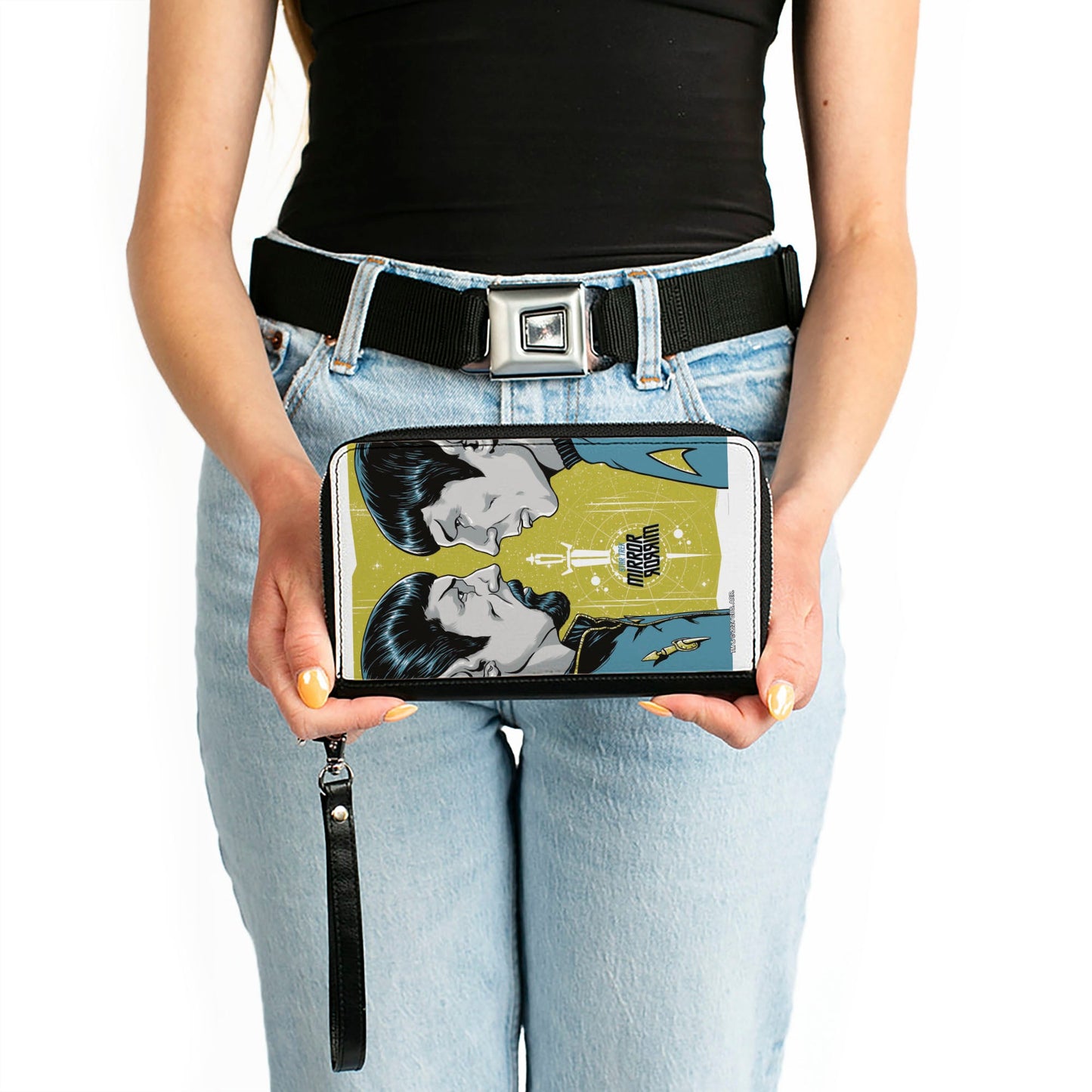 Close-up of the Mirror Universe Spock character design on premium vegan leather