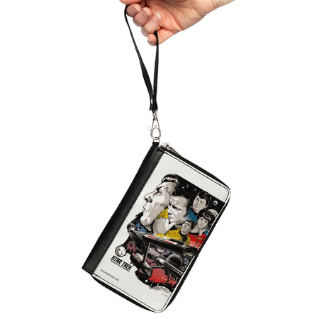 Close up of Kirk Spock and the Enterprise on the white wallet