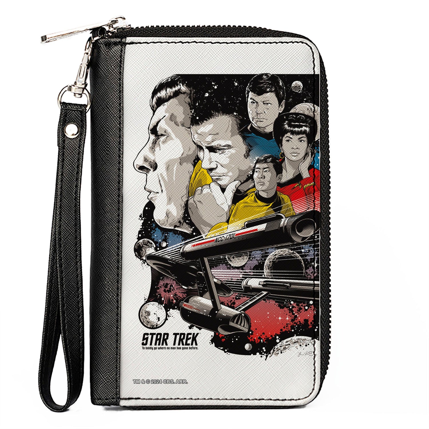 Star Trek Classic Crew and Enterprise Poster Zip Wallet front view