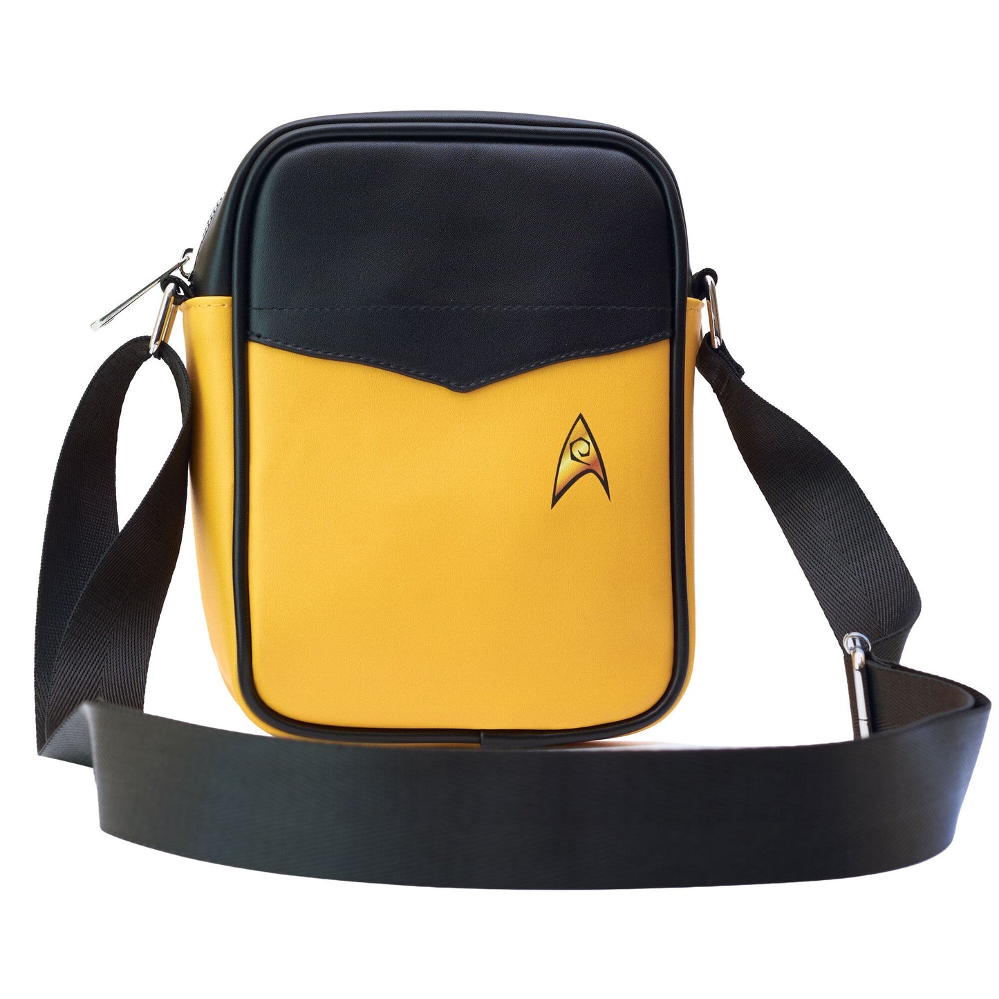 Side view showing the slim profile and durable construction of the Scotty crossbody bag.