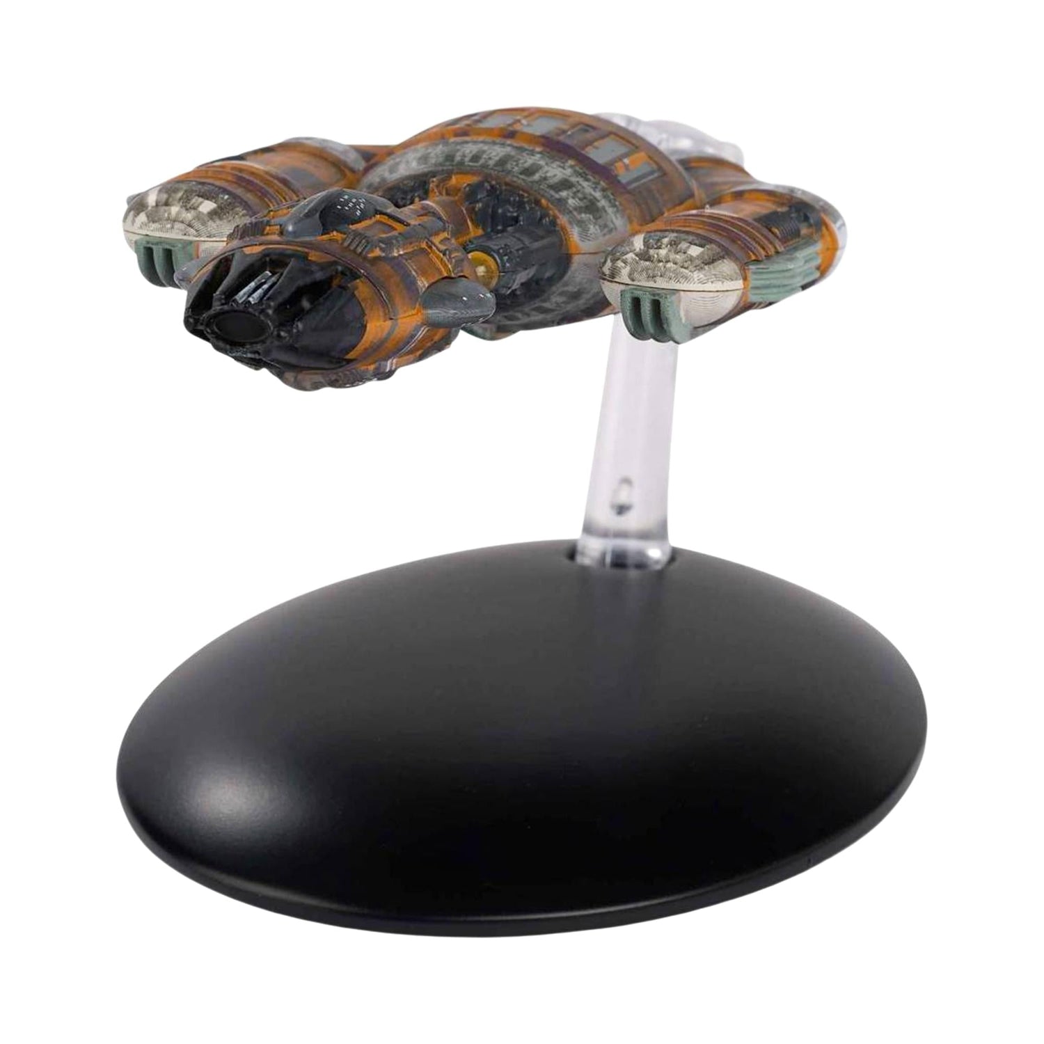 Top-down view of the Krenim Warship starship replica highlighting its intricate paneling and design details
