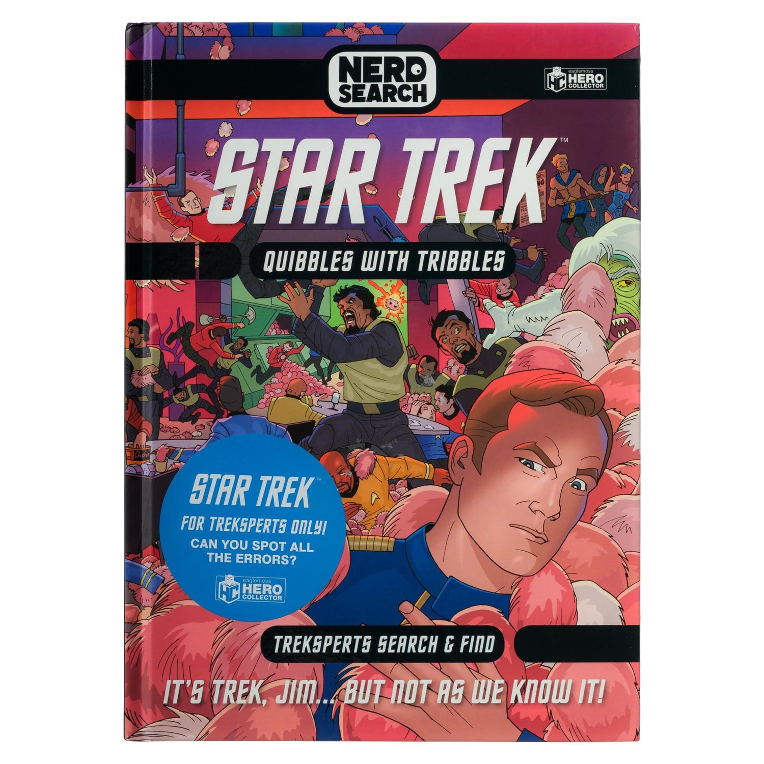 Front cover of the Star Trek Quibbles With Tribbles book featuring Captain Kirk, Mr. Spock, and the U.S.S. Enterprise