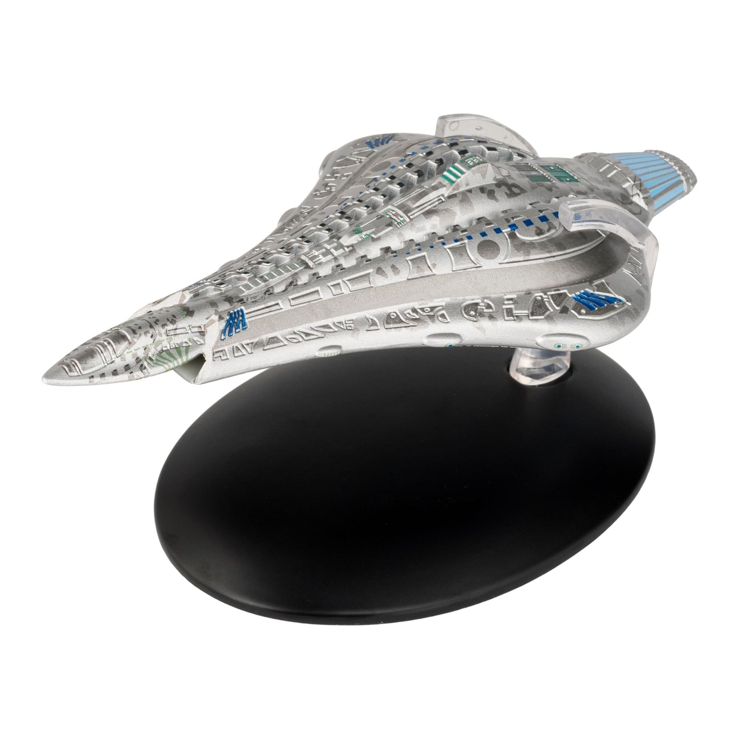 Top-down view of the Voth City Ship collectible, highlighting the complex geometric surface plating and detailed paintwork