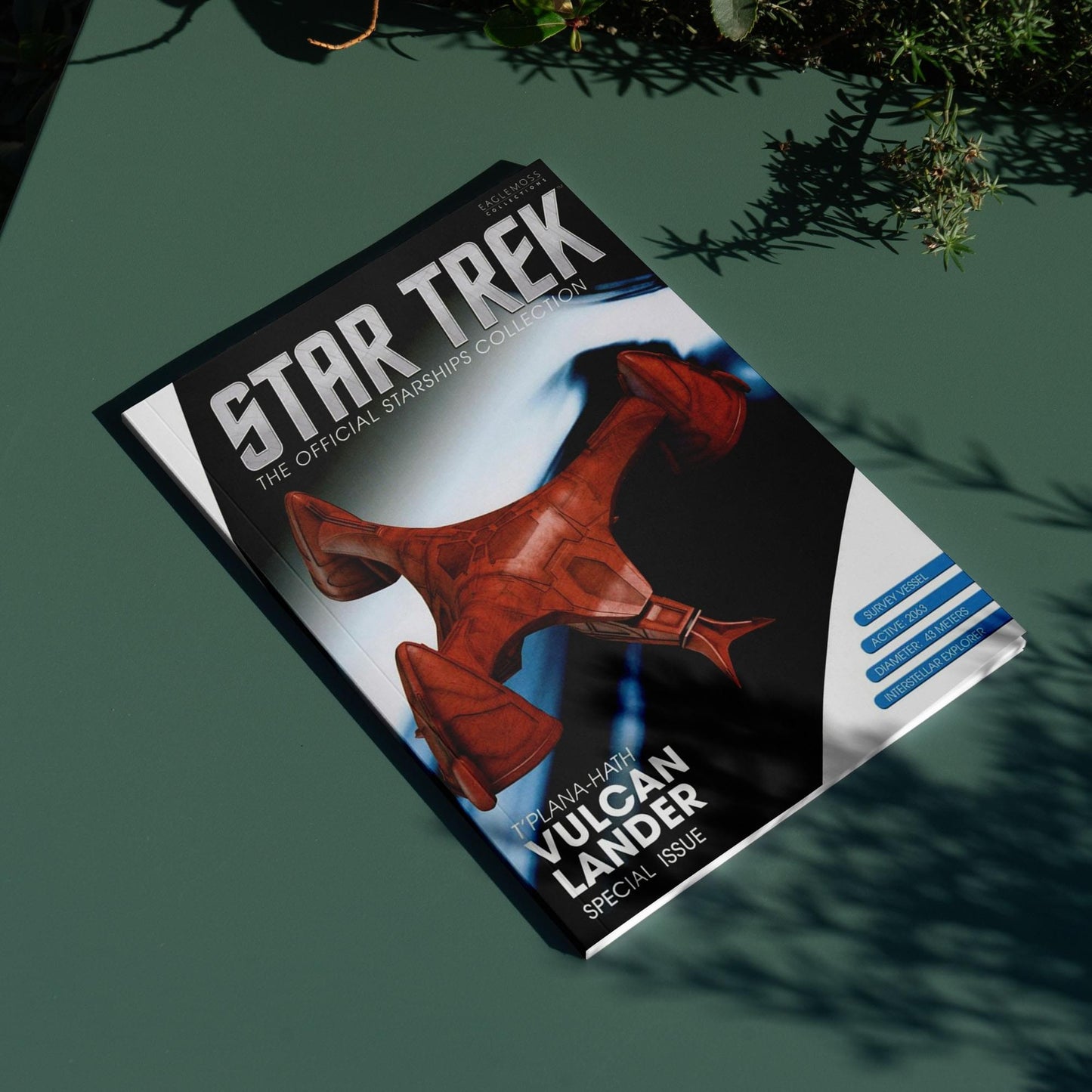 Detailed die-cast model of the Vulcan surveyor starship The T'Plana-Hath viewed from the front quarter