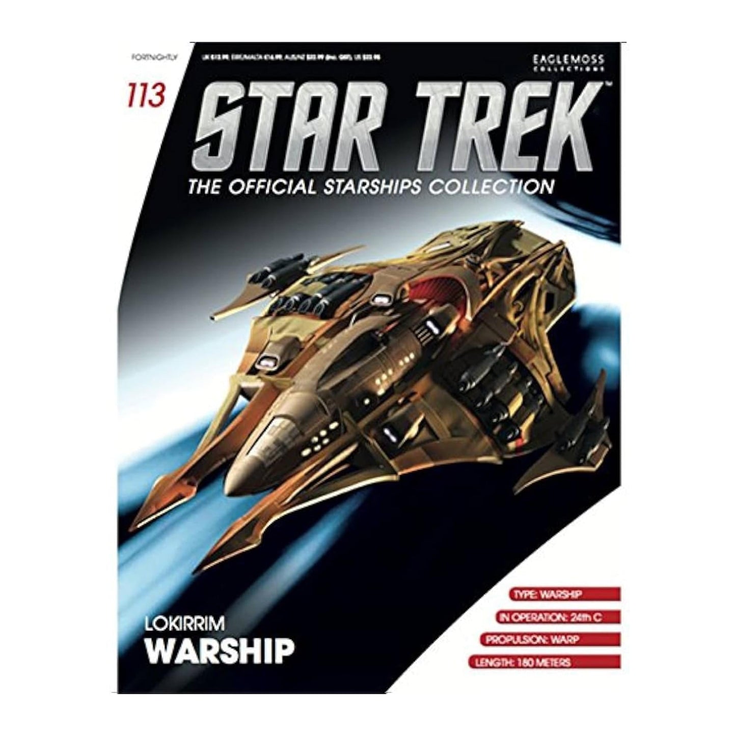 Front cover of the Eaglemoss Star Trek Starships magazine featuring a detailed graphic of the Lokirrim Fighter in flight