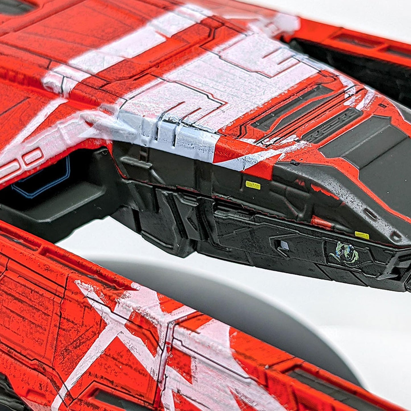 Port side profile view of the hand-painted die-cast starship replica