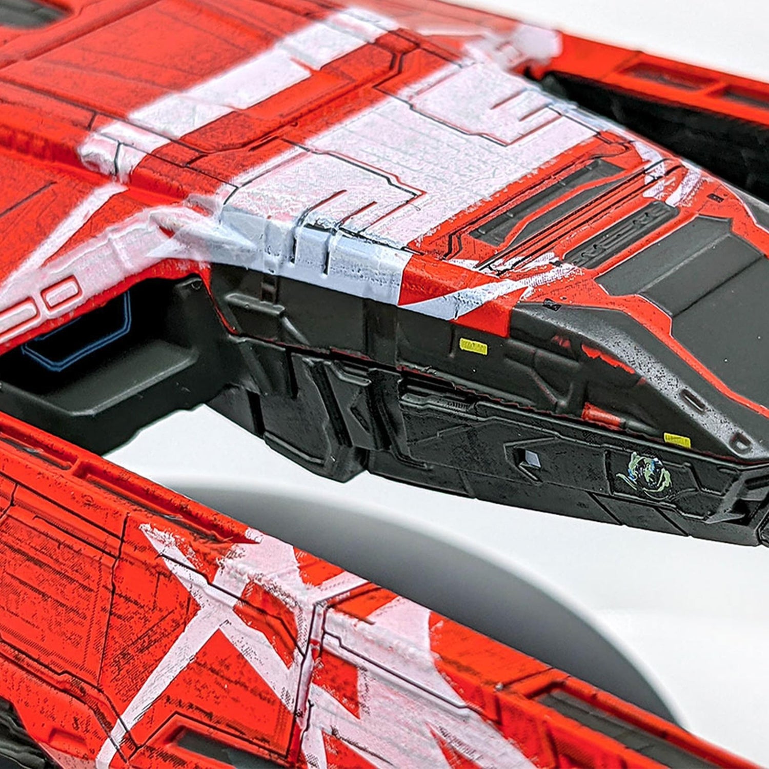 Port side profile view of the hand-painted die-cast starship replica