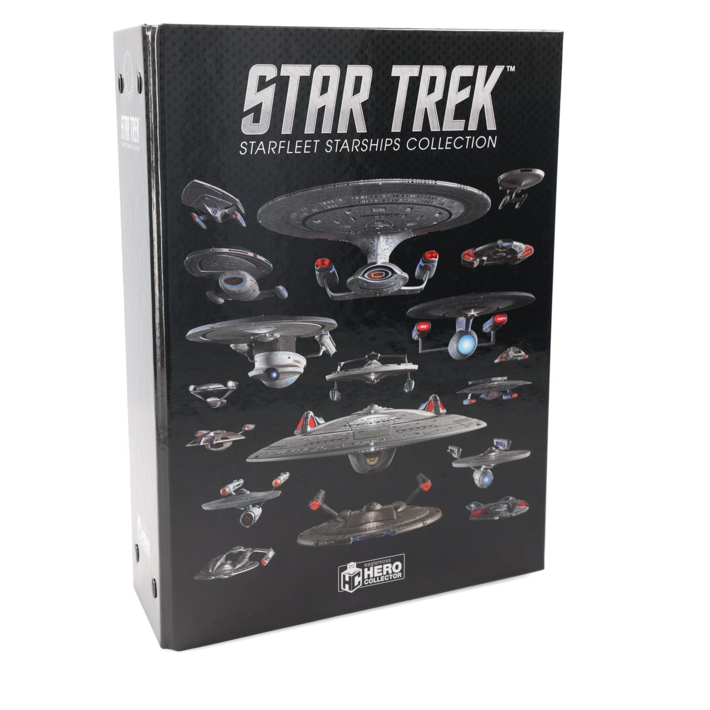 Front view of the official Eaglemoss Star Trek collector binder featuring starship renders