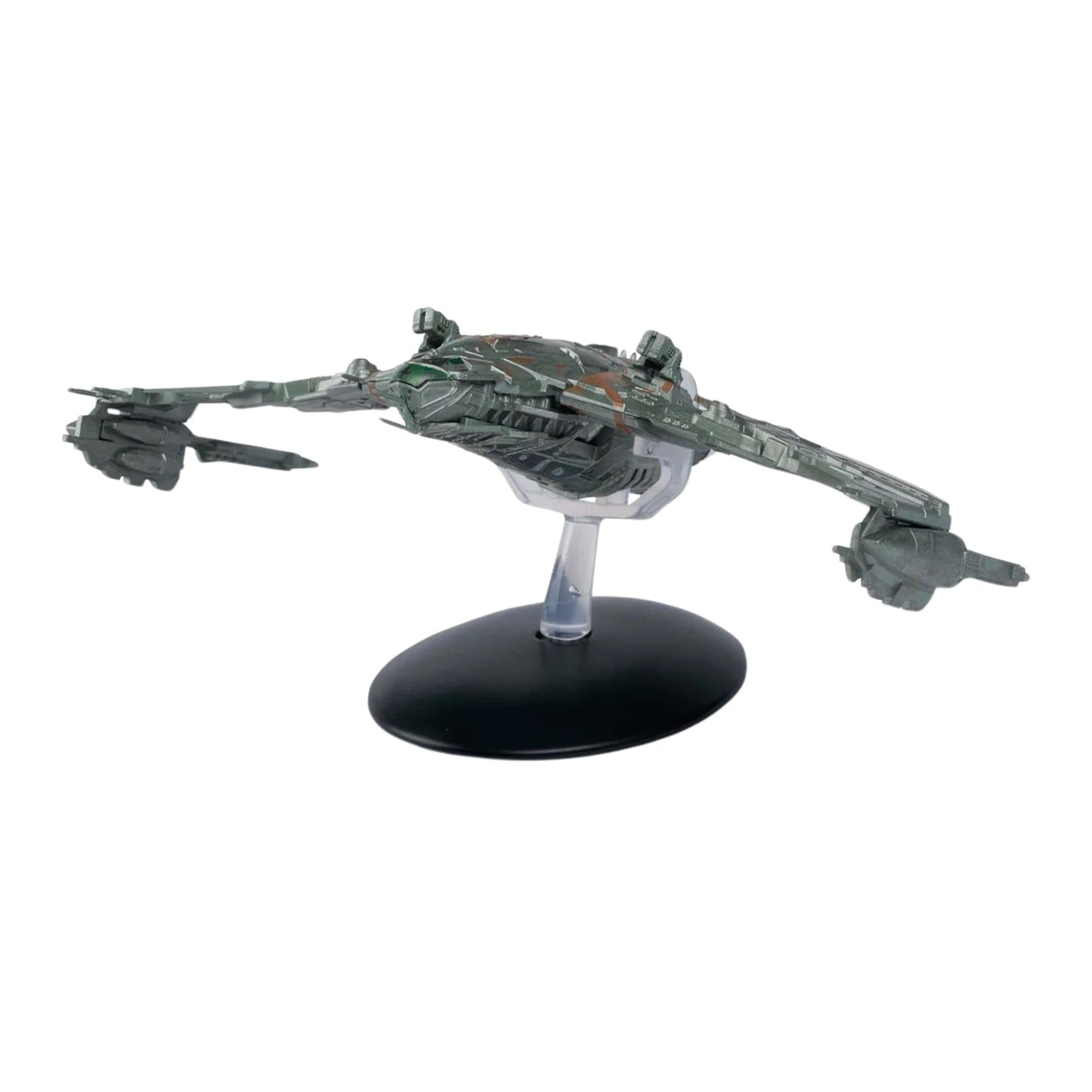 Rear view of the Star Trek starship replica showing engine nacelles and aft hull structure
