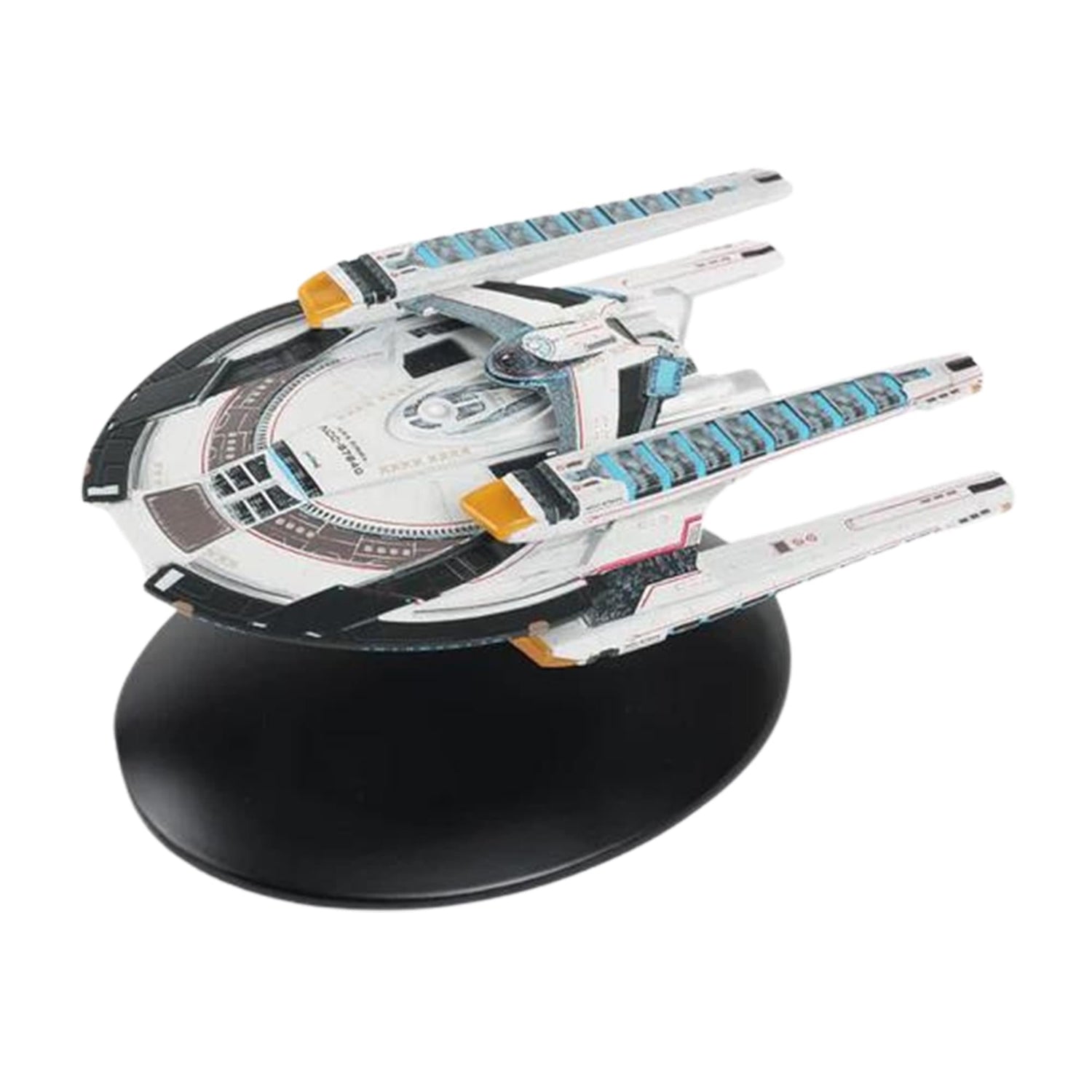 Underside view of the U.S.S. Europa starship replica displaying navigational deflector details