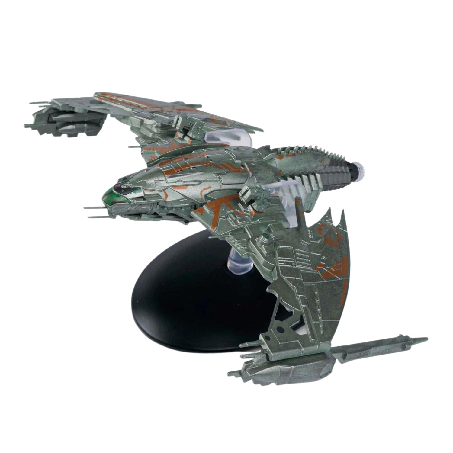 Die-cast model of the Klingon D5 Bird of Prey starship angled from the front quarter view