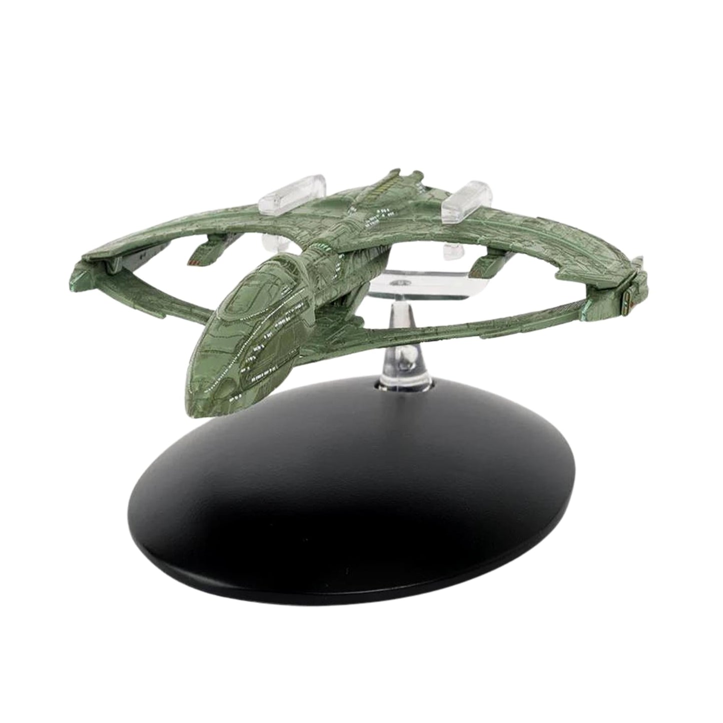 Top-down view of the Star Trek collectible starship showing its intricate painted deck markings