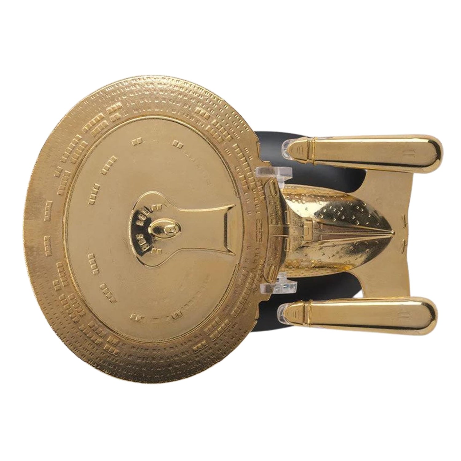 Detailed close-up of the registry markings and hull geometry on the starship model