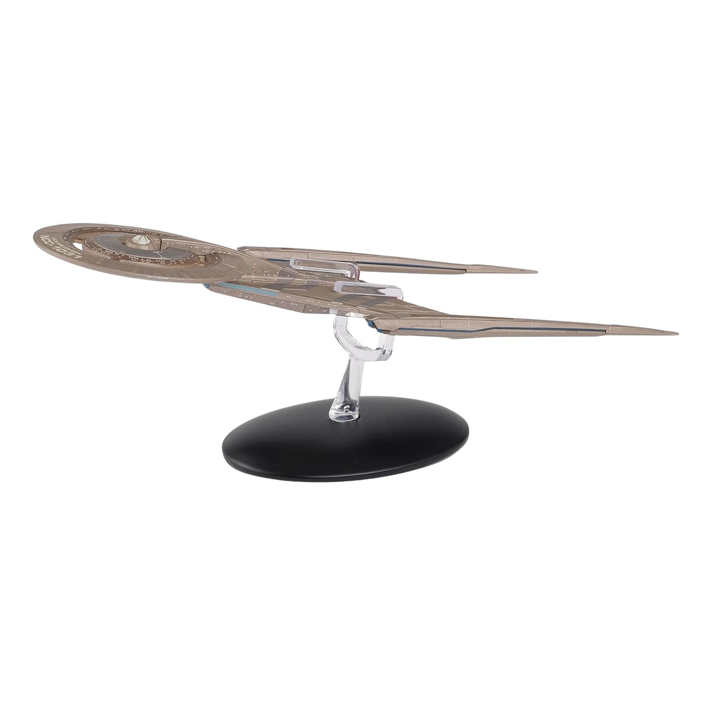 Detailed view of the command bridge and forward hull structure on the Star Trek replica