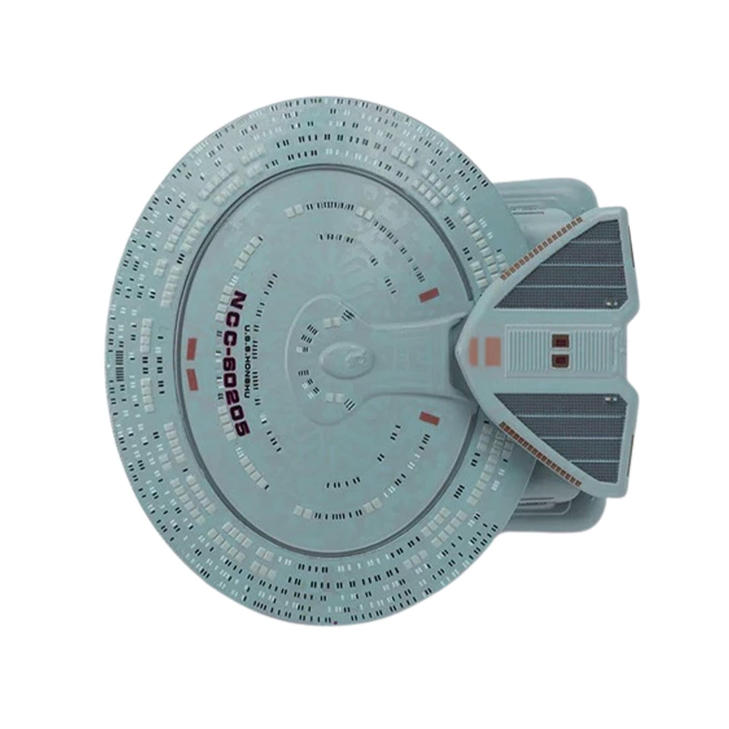 Rear angle view showing the impulse engines and warp nacelles of the starship model
