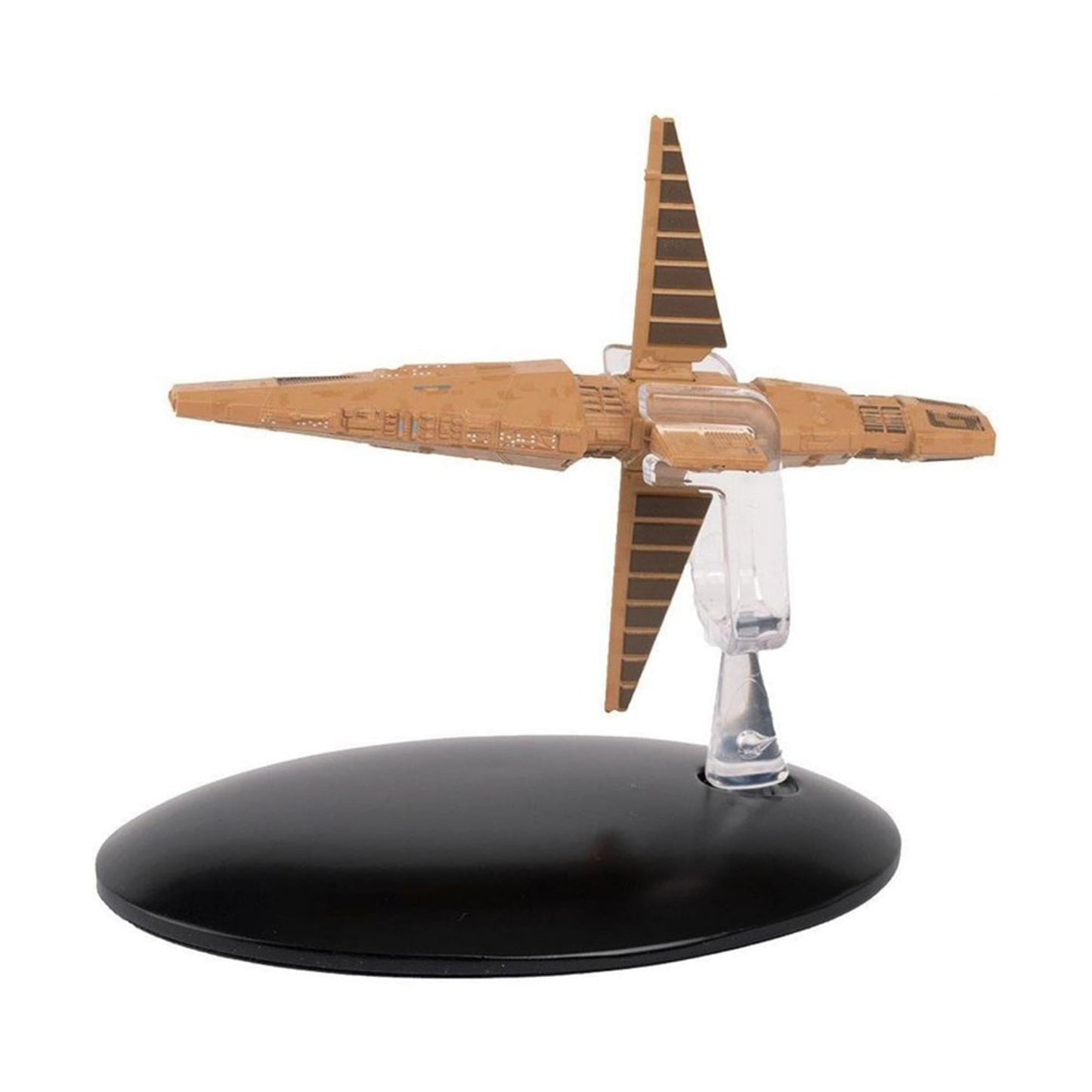 Top-down view of the Talarian Observation Craft starship replica highlighting its unique hull geometry and hand-painted panel details