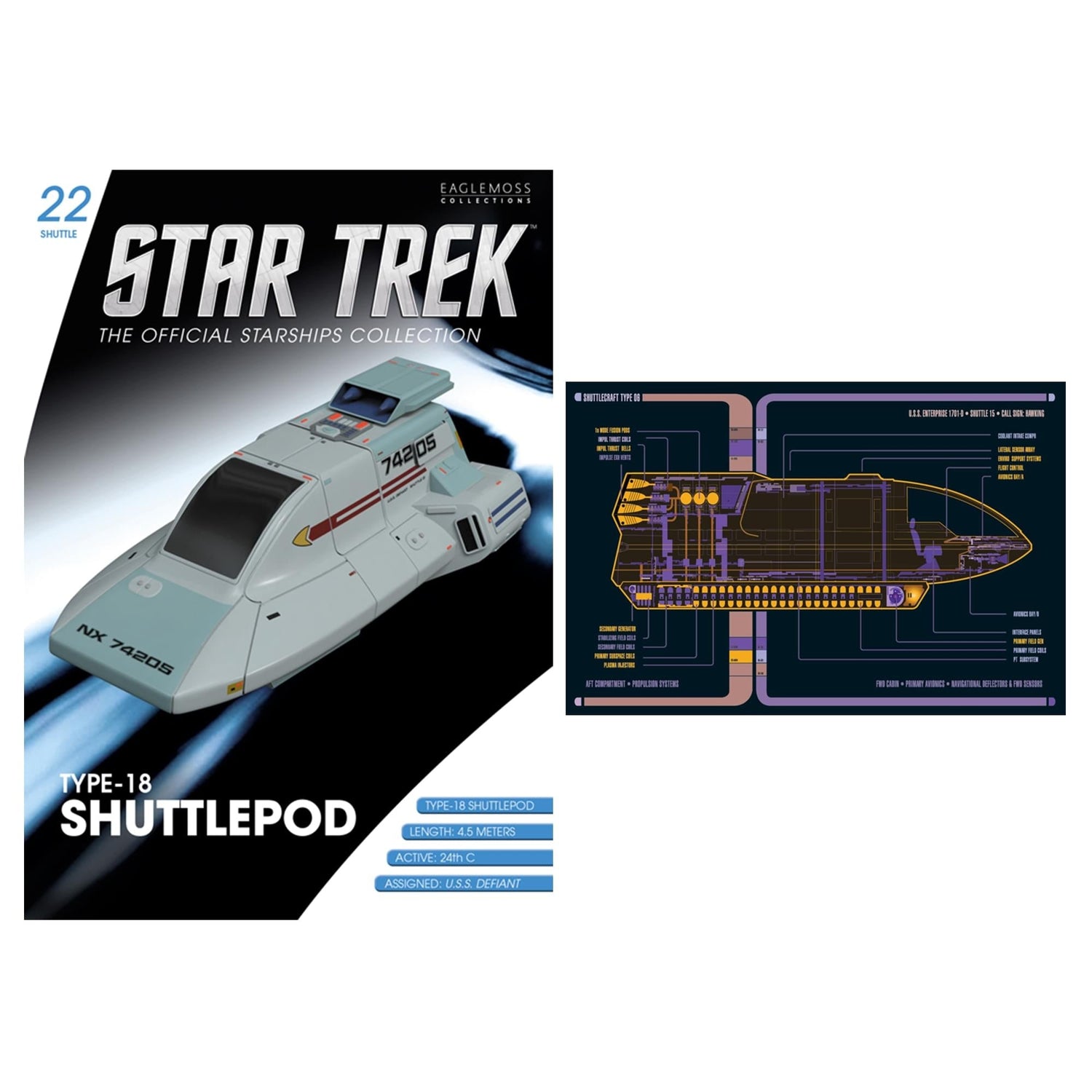 Overhead display showing all four Star Trek shuttlecraft models together