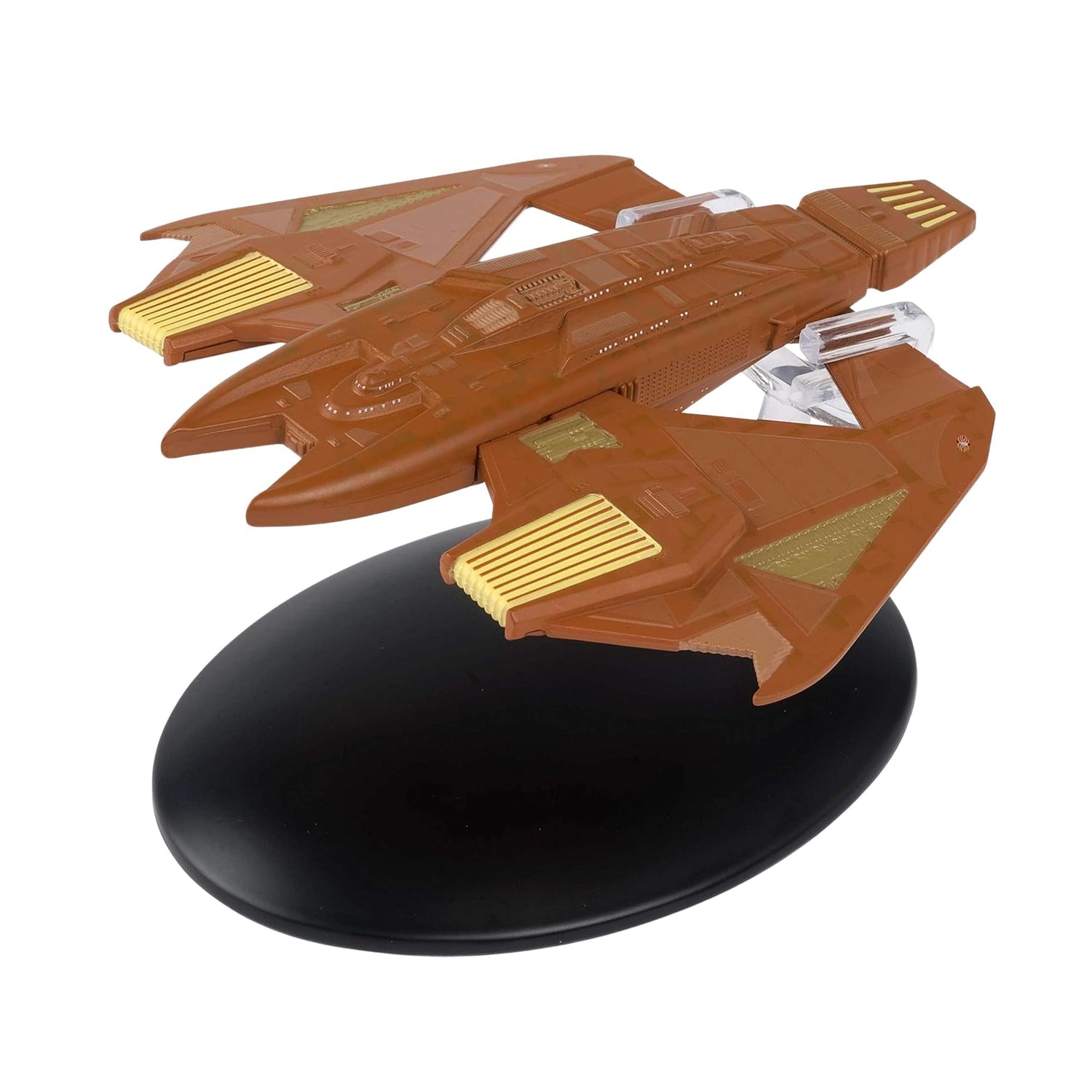 Rear view of the Vidiian Warship collectible displaying its engine thrusters and metallic texture