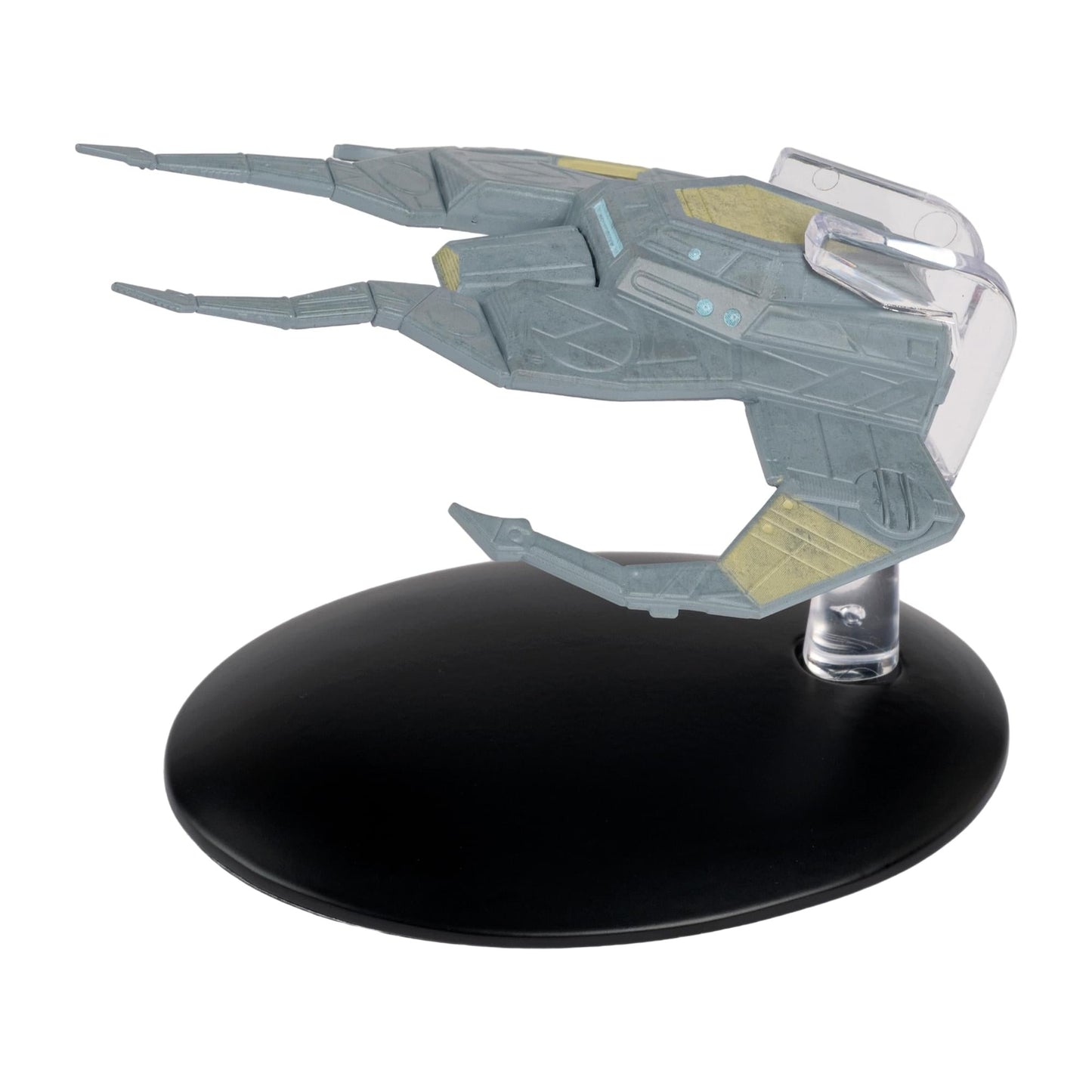 Rear view of the starship collectible showing propulsion thrusters and structural design