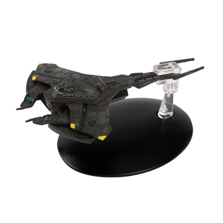 Front angle view of the Damar Class Cardassian starship model resting on a black display base