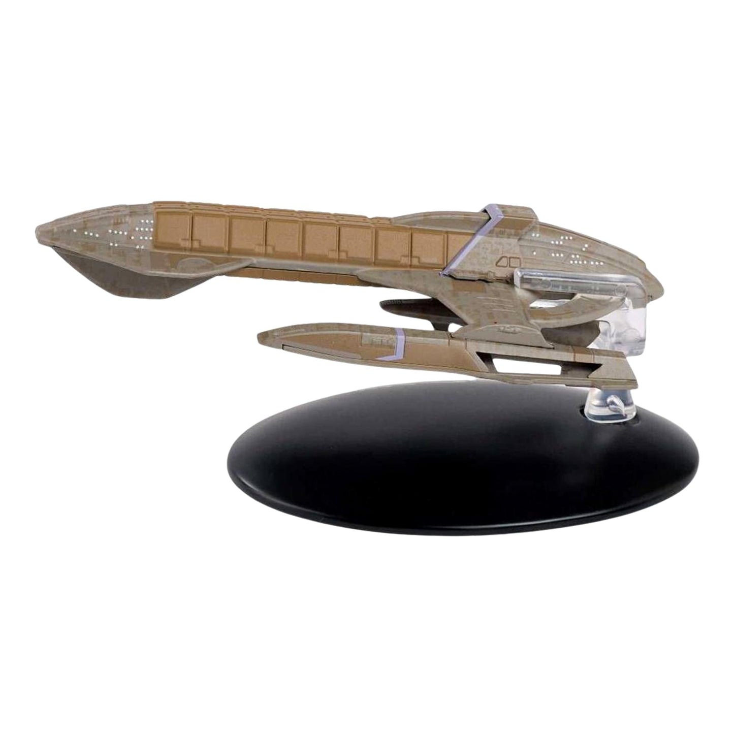 Profile side view of the Karemma Starship collectible showcasing its sleek aerodynamic silhouette