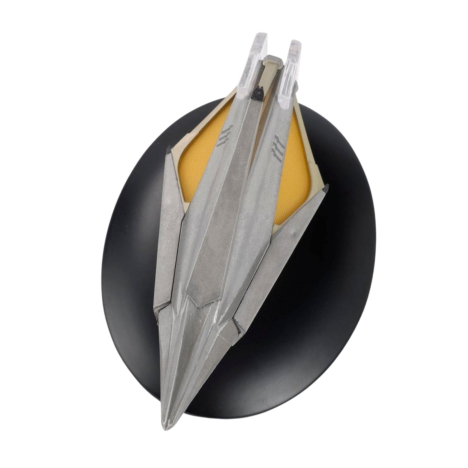 Rear view of the starship model highlighting propulsion details and unique propulsion configuration