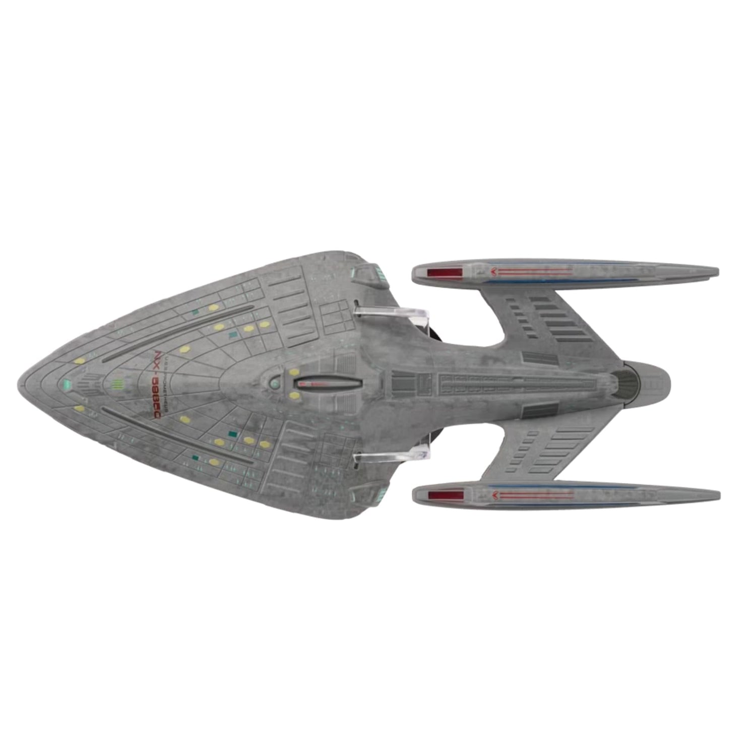Close-up angle showcasing the hand-painted registry and deflector dish of the U.S.S. Prometheus replica