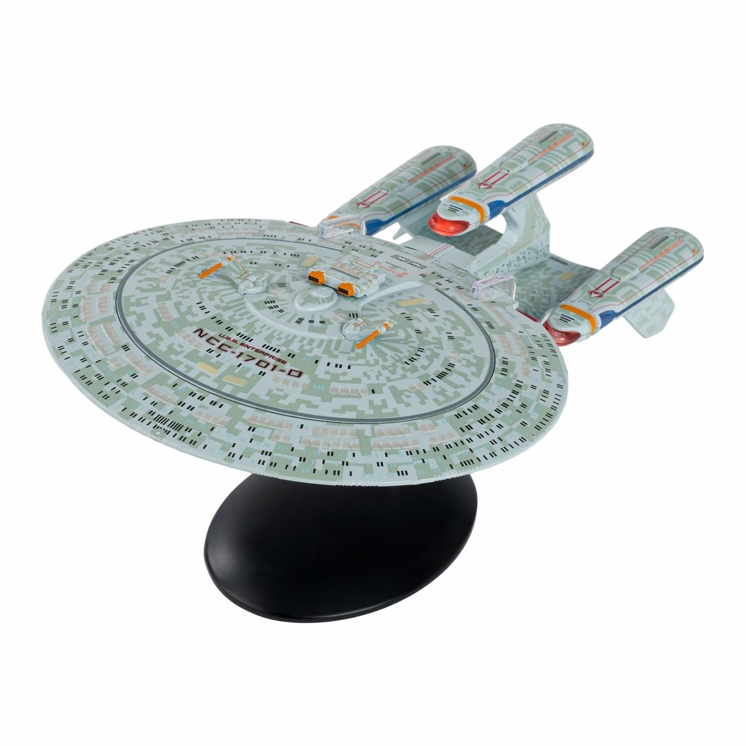 Top-down profile view highlighting the primary hull and saucer section details of the Enterprise Dreadnought replica