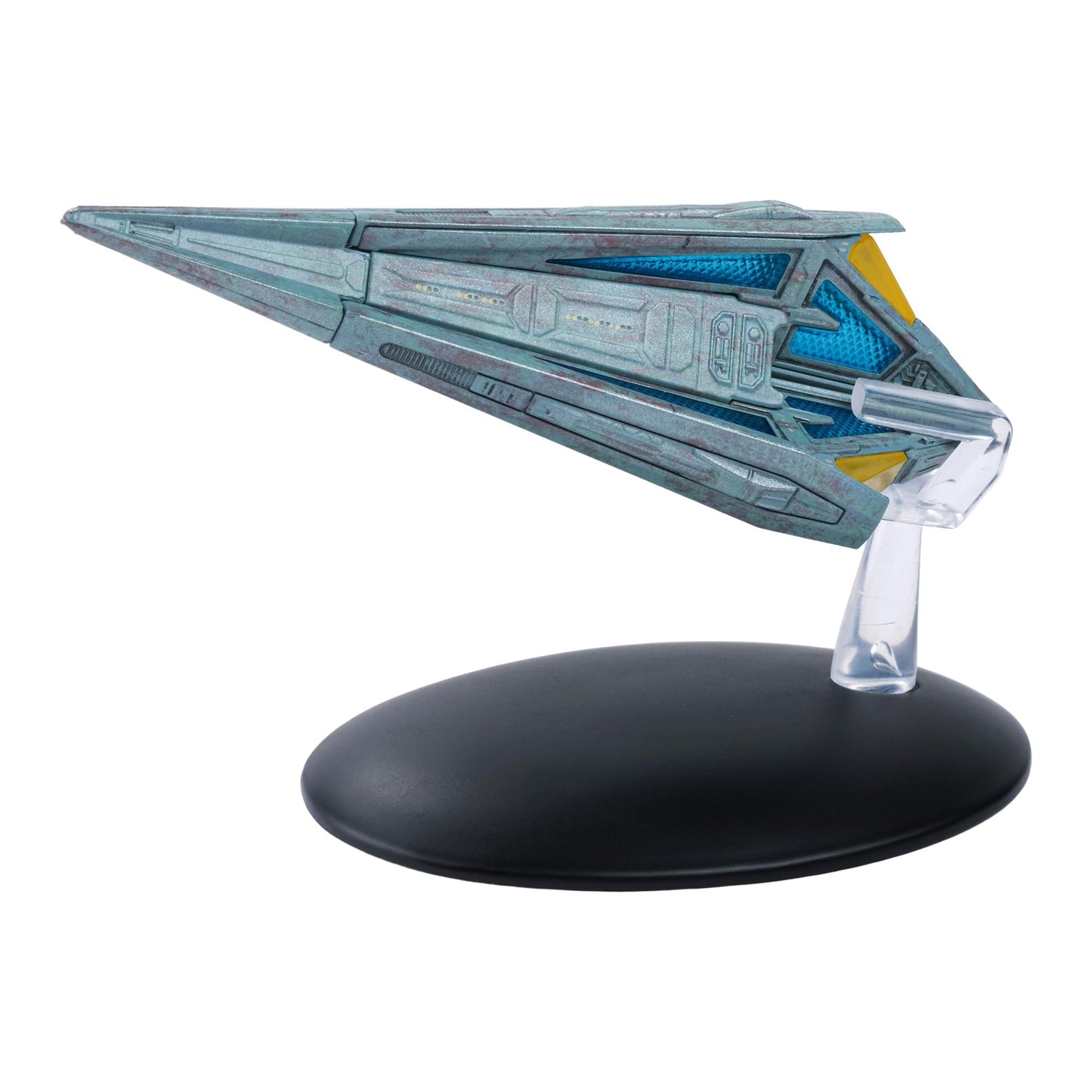 Top-down view of the Tholian Starship replica highlighting its unique symmetry and detailed hull plating