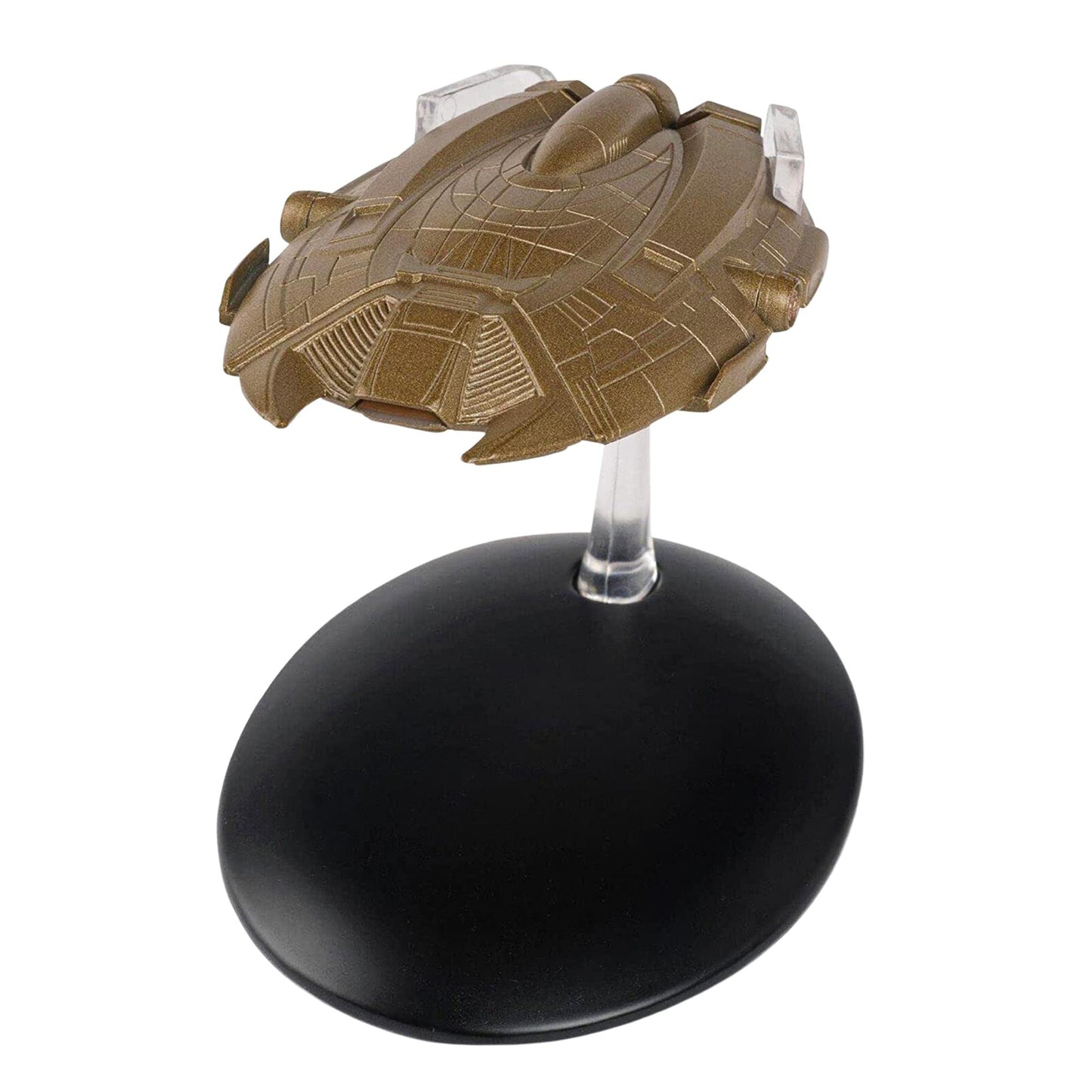 Front profile view of the Ferengi starship model highlighting the intricate paneling and command bridge section