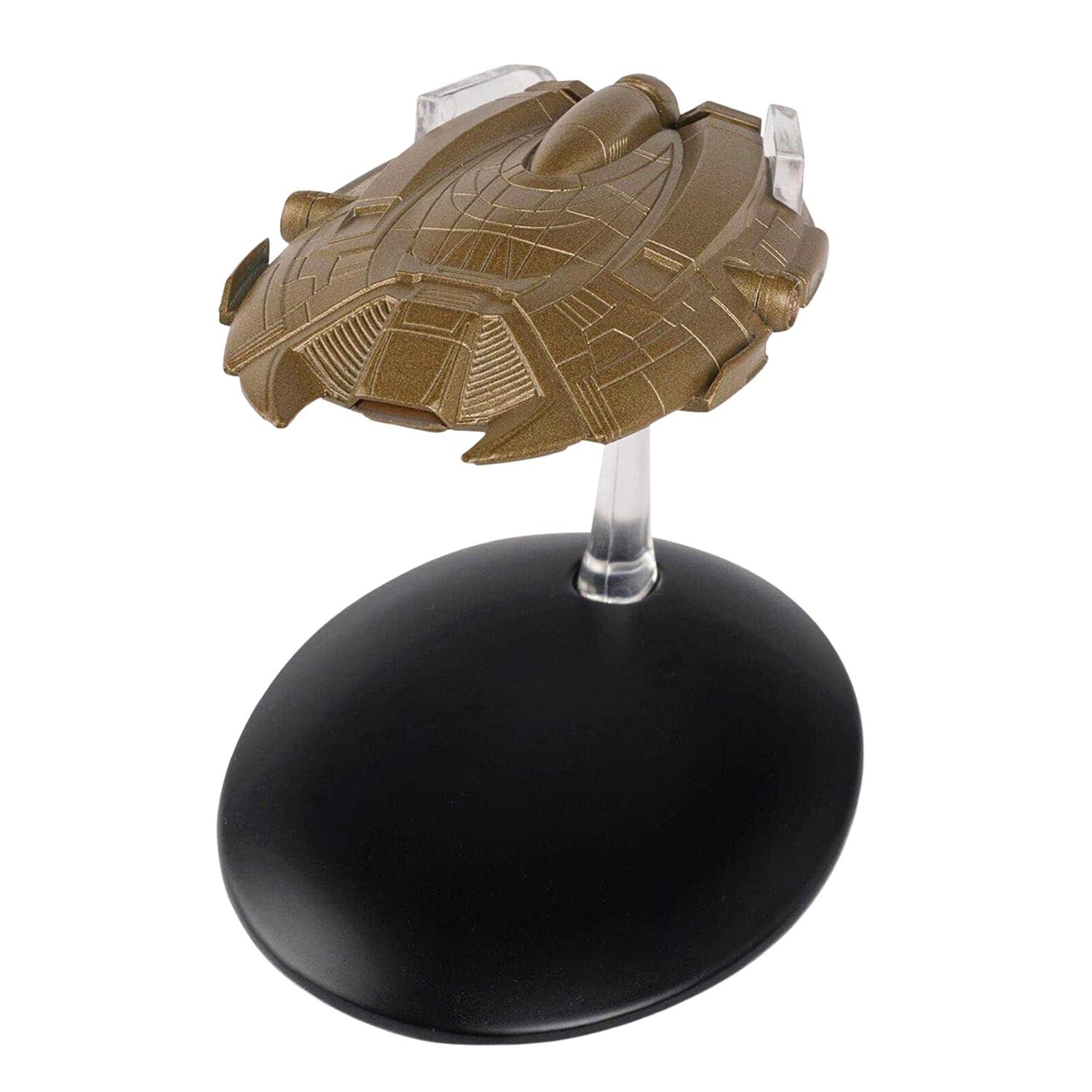 Front profile view of the Ferengi starship model highlighting the intricate paneling and command bridge section