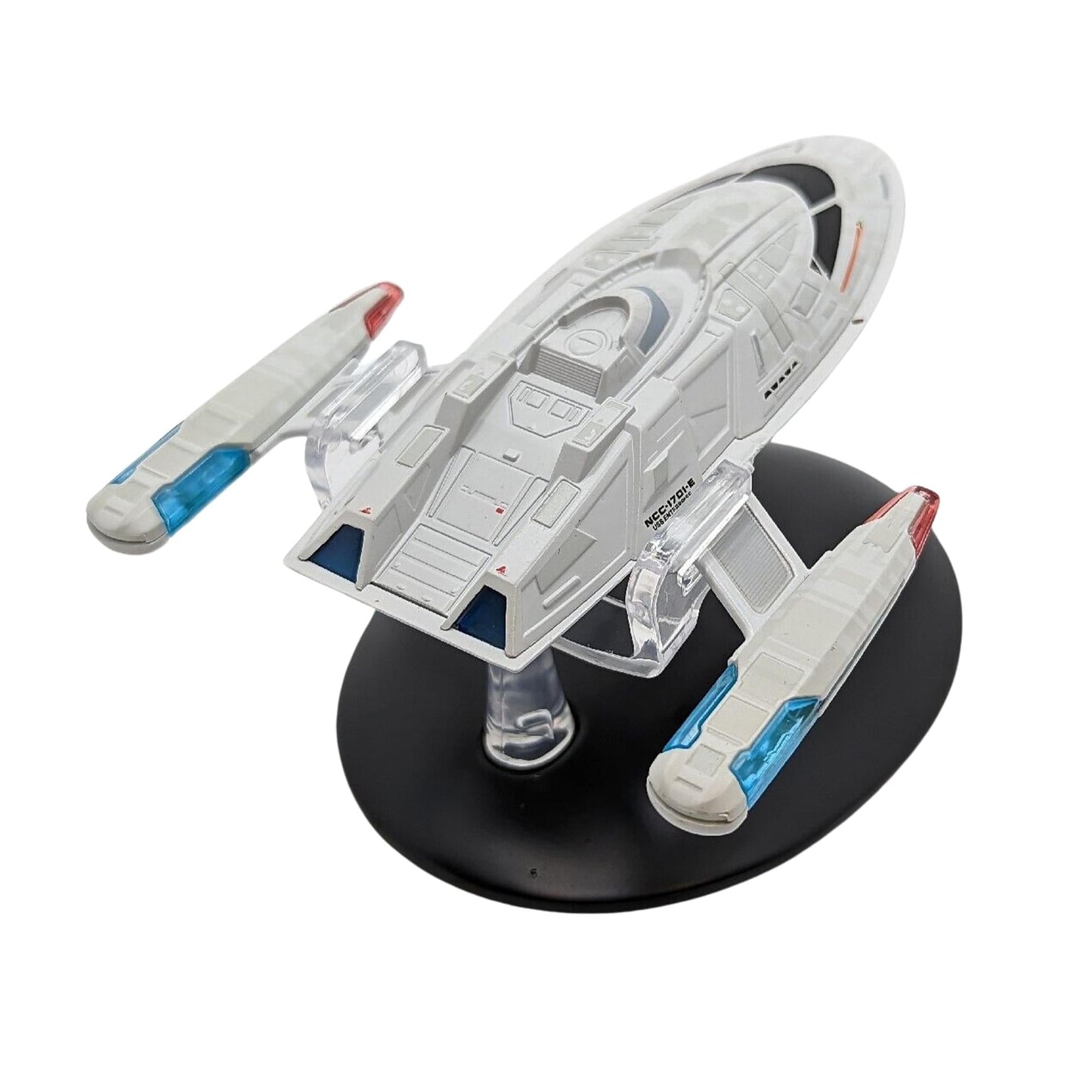 Angled front view emphasizing the sleek forward command section of the Sovereign-class auxiliary craft
