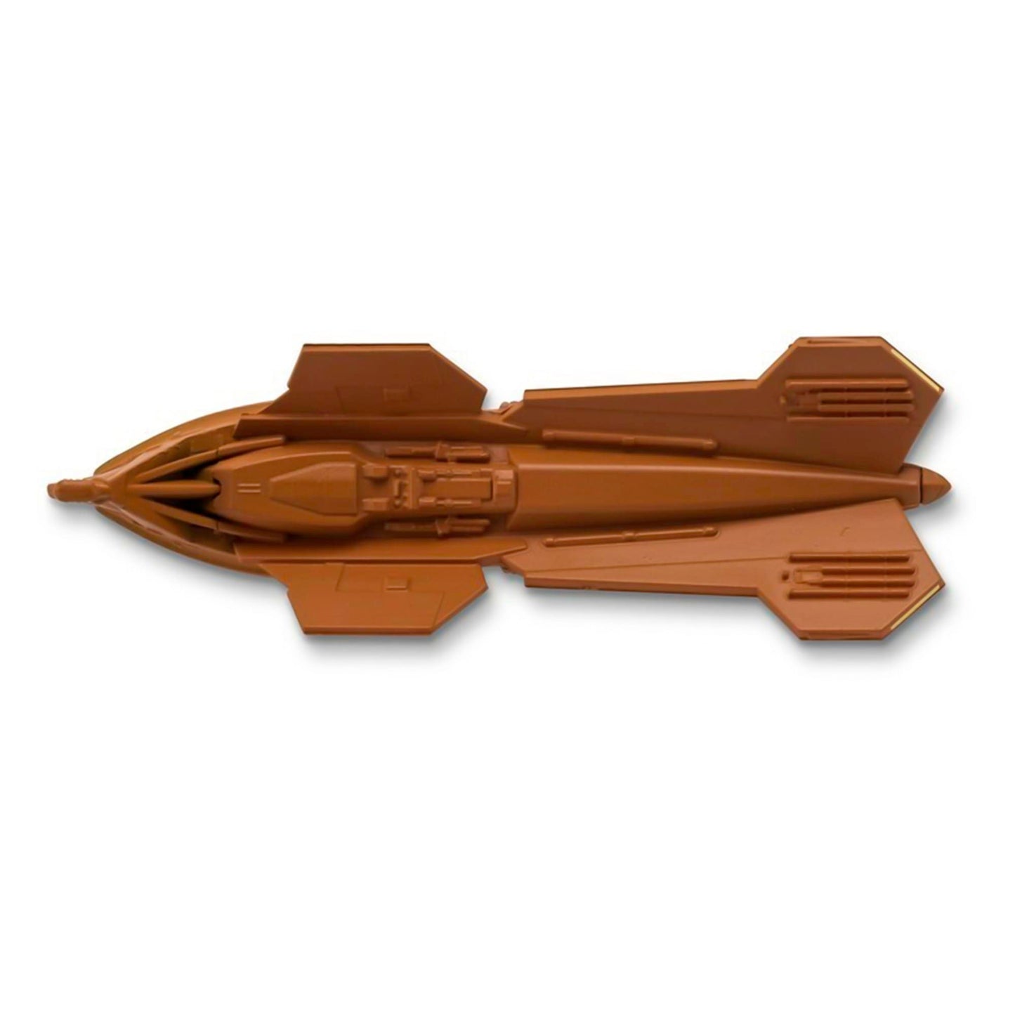 Side profile of the Kazon Raider model resting on its display stand