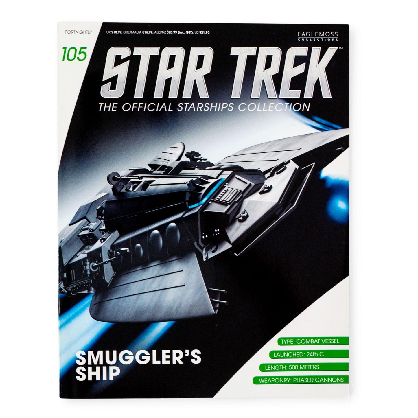 Front cover of the Star Trek Official Starships magazine featuring the Smuggler's Ship in flight