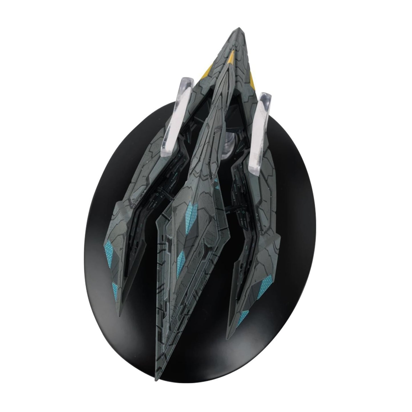 Close-up detail shot of the hand-painted surface textures and markings across the ship's hull