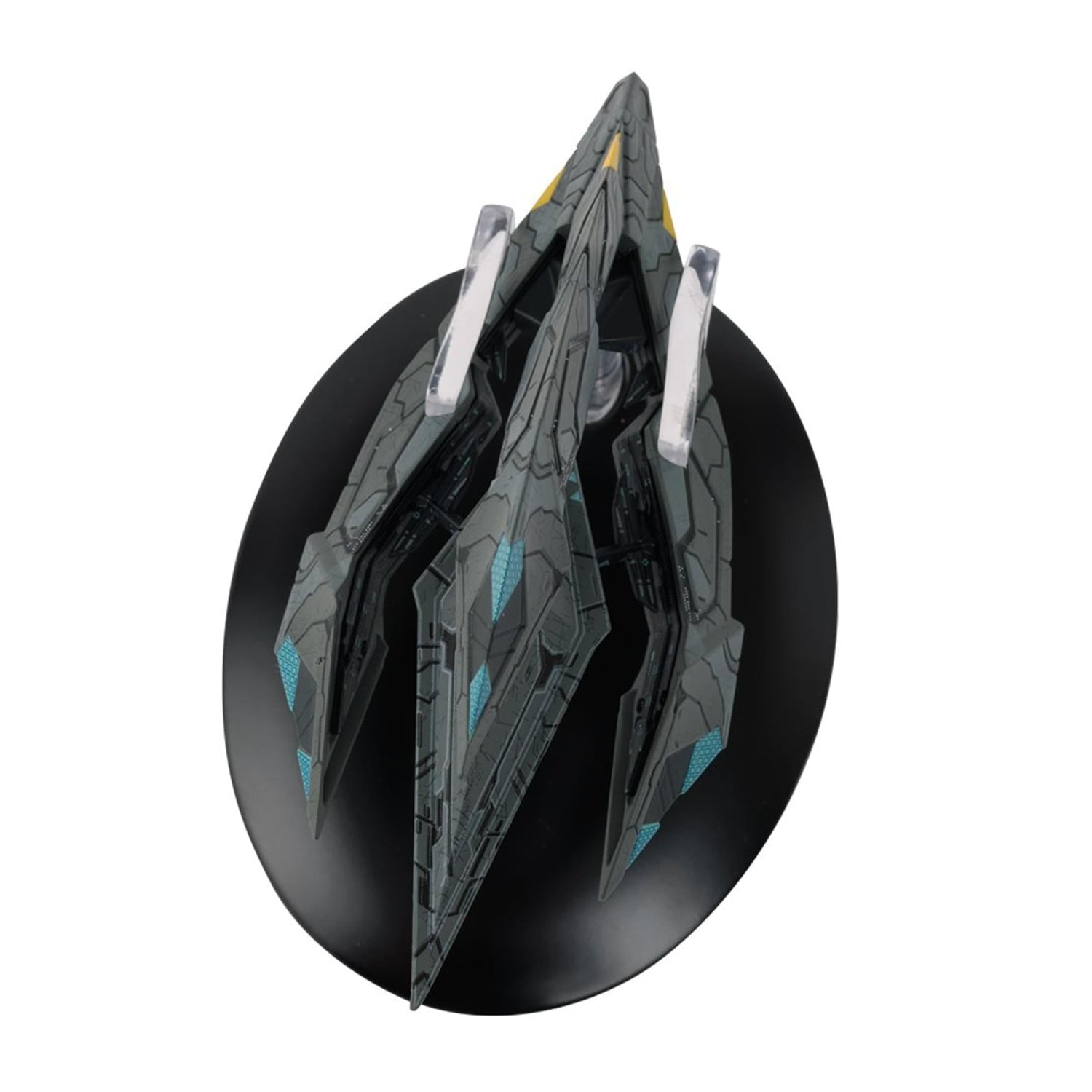 Close-up detail shot of the hand-painted surface textures and markings across the ship's hull
