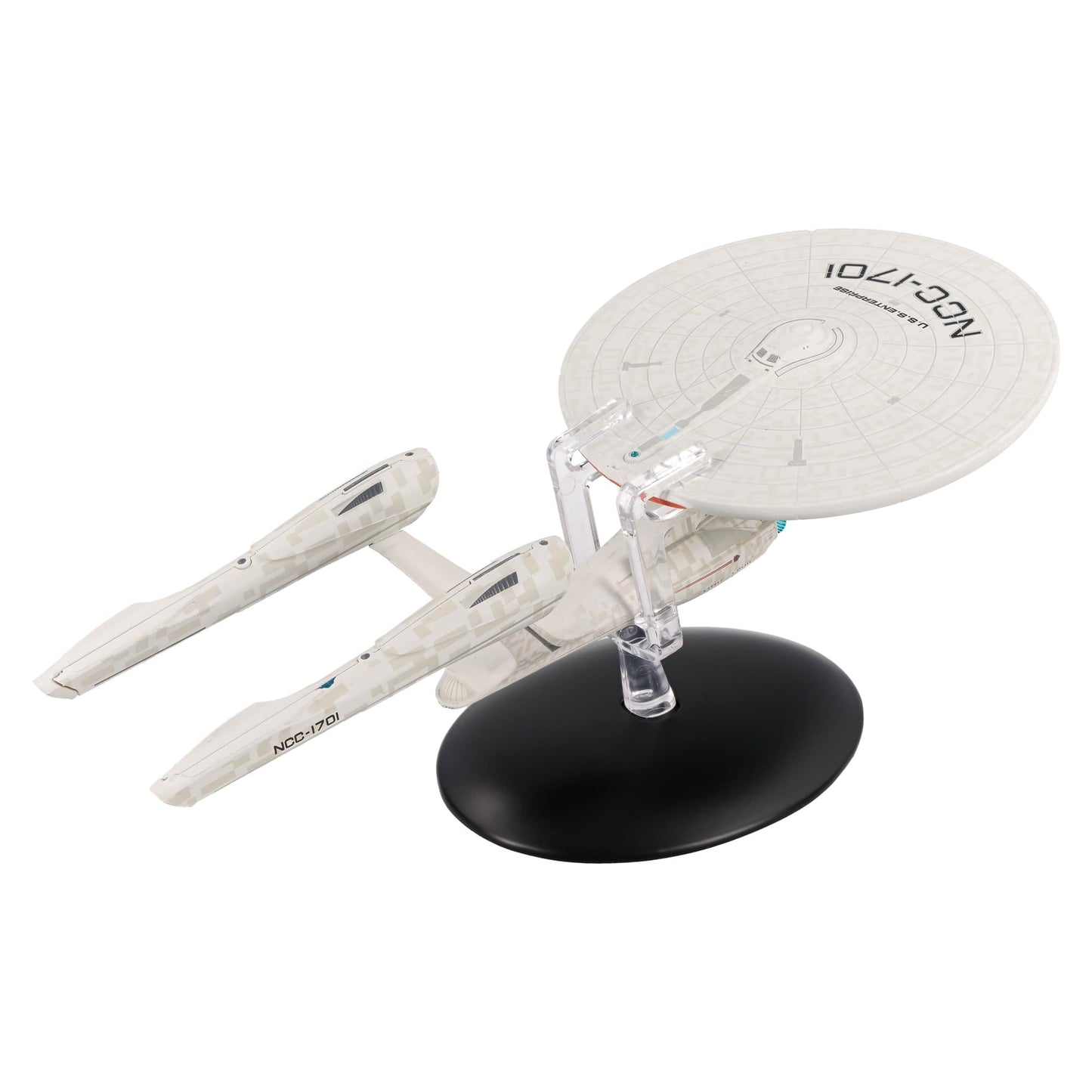 Profile view of the starship showing its sleek aerodynamic lines against a neutral backdrop