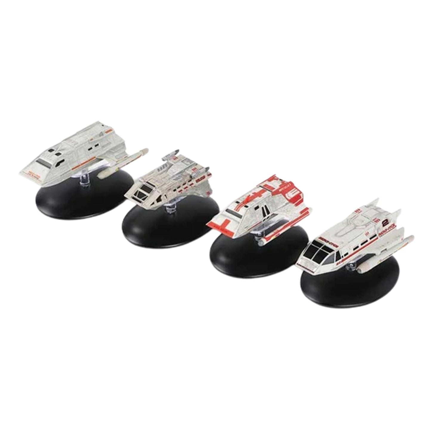 Side profile of a hand-painted Starfleet support vessel miniature