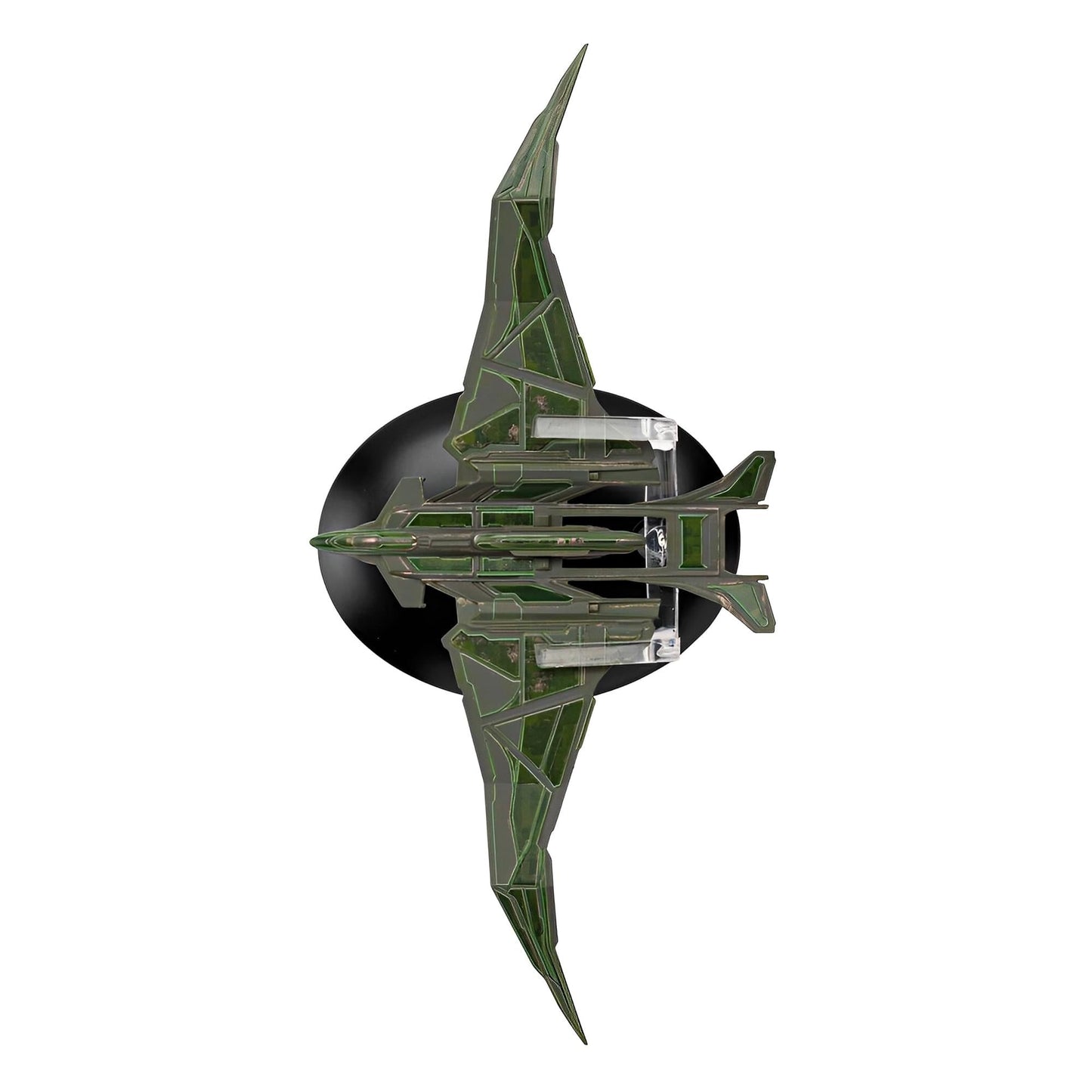 Rear profile of the Romulan Warbird collectible highlighting engine nacelle details